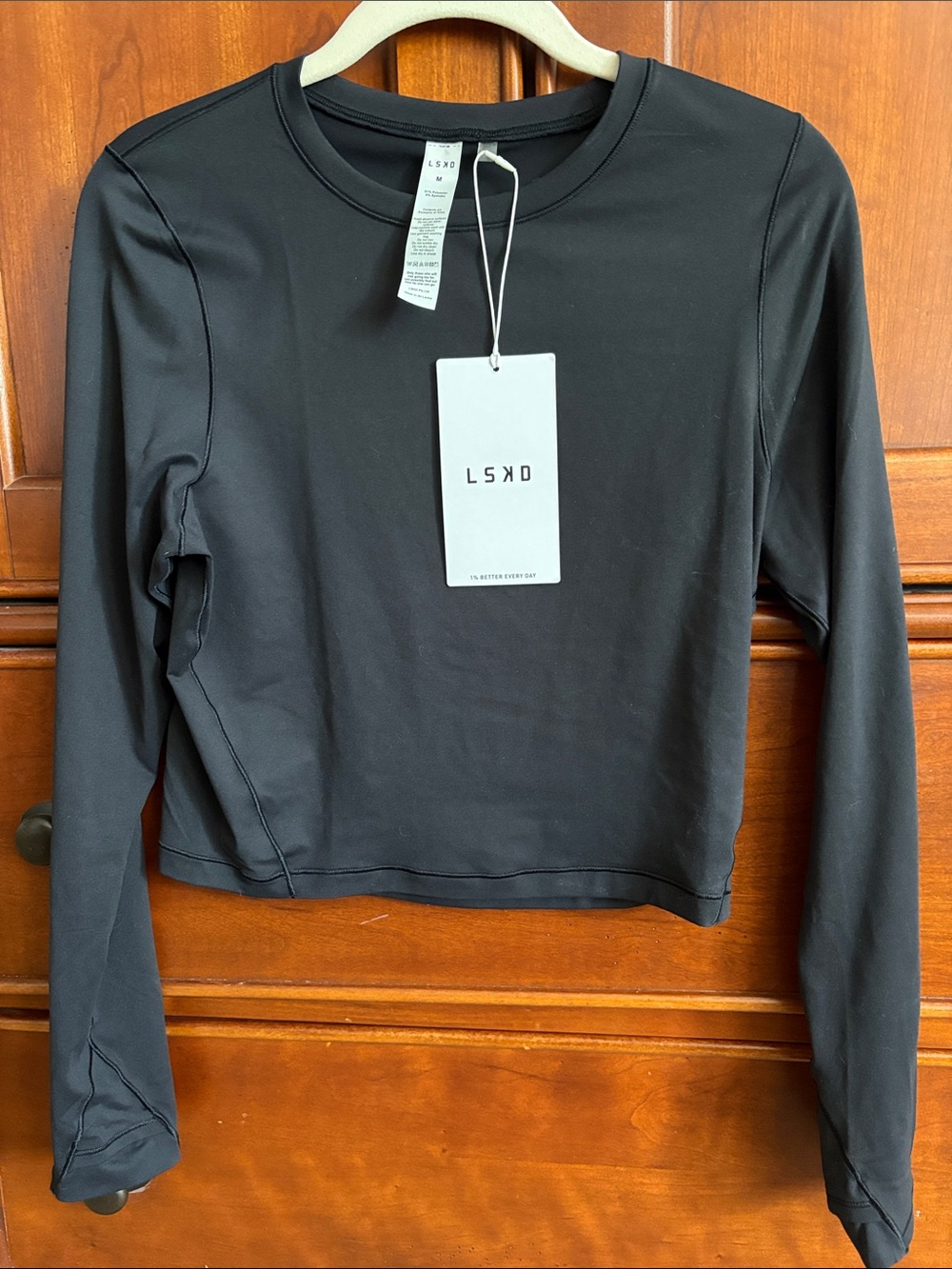 LSKD Black Long-Sleeve Crop Top